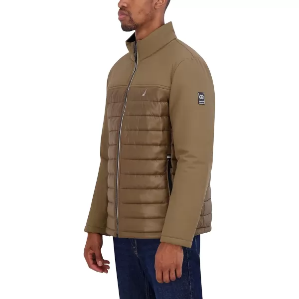 Nautica Mens Lightweight Mixed Media Quilt JacketBrown