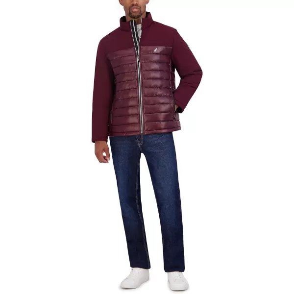 Nautica Mens Lightweight Mixed Media Quilt JacketRed