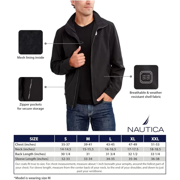 Nautica Mens Lightweight Windbreaker Stretch Athletic Outdoor Full Zip Bomber Golf JacketBlack