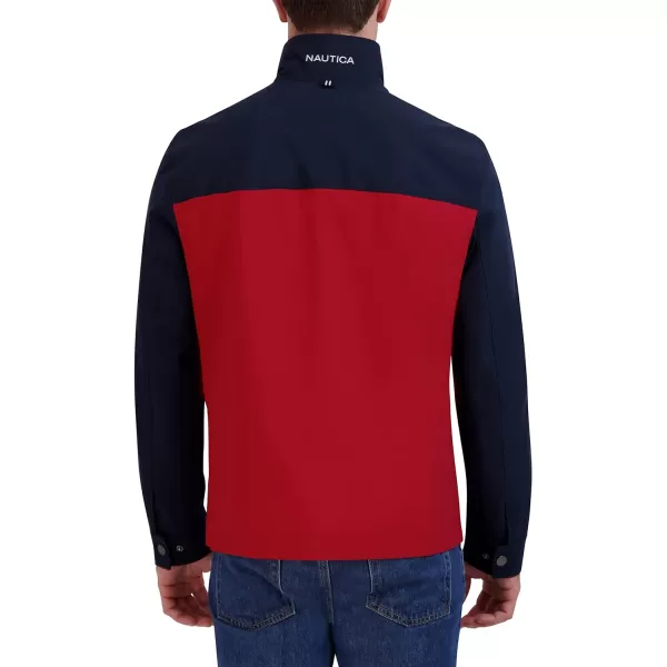 Nautica Mens Lightweight Windbreaker Stretch Athletic Outdoor Full Zip Bomber Golf JacketRed Navy