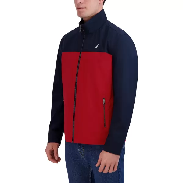 Nautica Mens Lightweight Windbreaker Stretch Athletic Outdoor Full Zip Bomber Golf JacketRed Navy