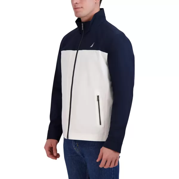 Nautica Mens Lightweight Windbreaker Stretch Athletic Outdoor Full Zip Bomber Golf JacketWhite Navy