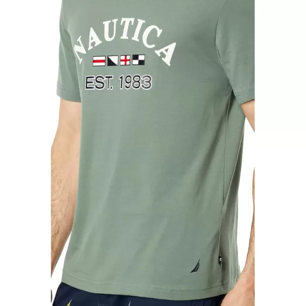 Nautica Mens Logo Graphic Sleep TShirtSeaside Fire