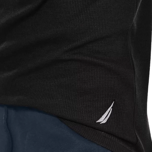 Nautica Mens Long Sleeve Base Layer Crewneck Waffle Thermal Underwear TopBlack