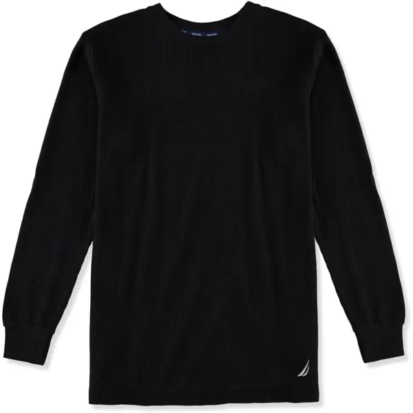 Nautica Mens Long Sleeve Base Layer Crewneck Waffle Thermal Underwear TopBlack