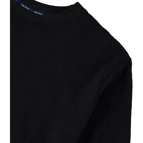 Nautica Mens Long Sleeve Base Layer Crewneck Waffle Thermal Underwear TopBlack