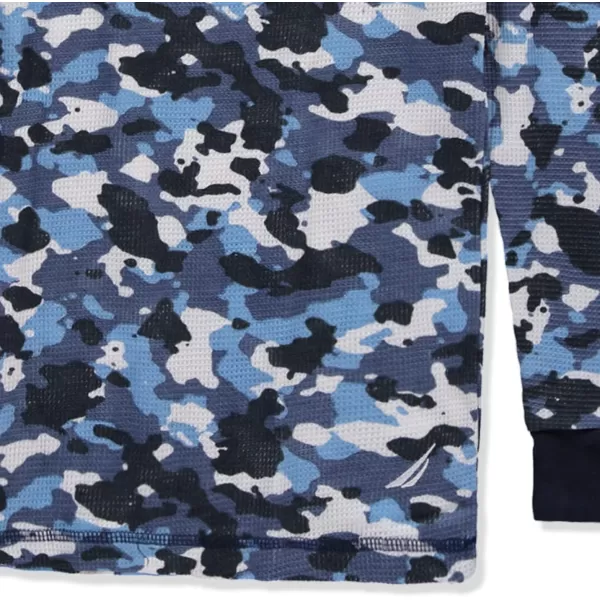 Nautica Mens Long Sleeve Base Layer Crewneck Waffle Thermal Underwear TopBlue Camo