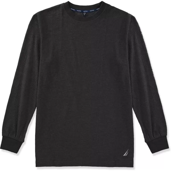 Nautica Mens Long Sleeve Base Layer Crewneck Waffle Thermal Underwear TopCharcoal Grey