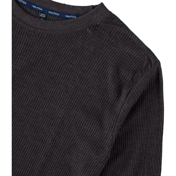 Nautica Mens Long Sleeve Base Layer Crewneck Waffle Thermal Underwear TopCharcoal Grey