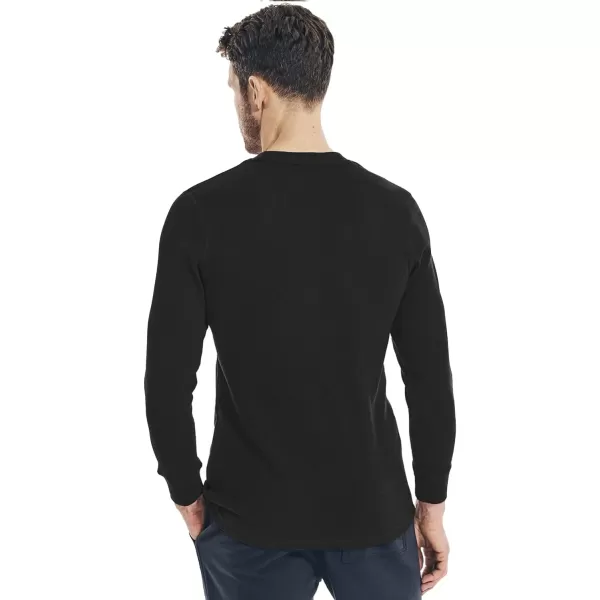 Nautica Mens Long Sleeve Base Layer Crewneck Waffle Thermal Underwear TopIvory Egret Stripes