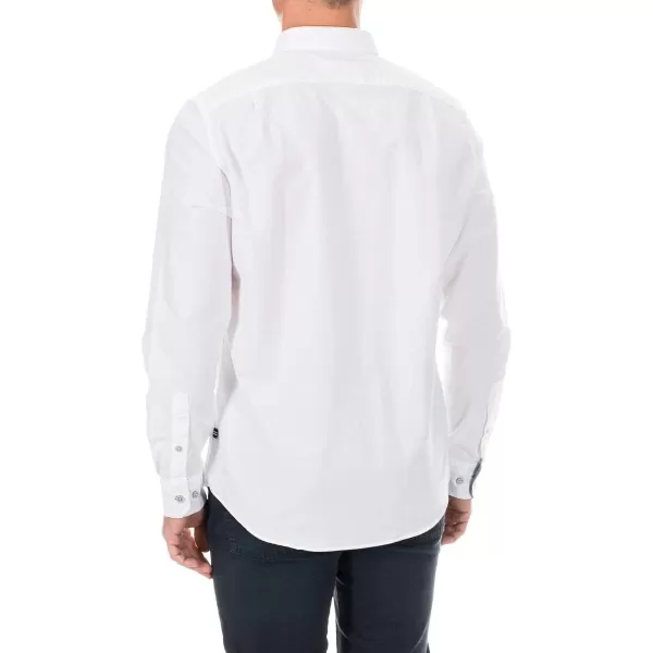 Nautica Mens Long Sleeve Button Down Solid Oxford ShirtWhite