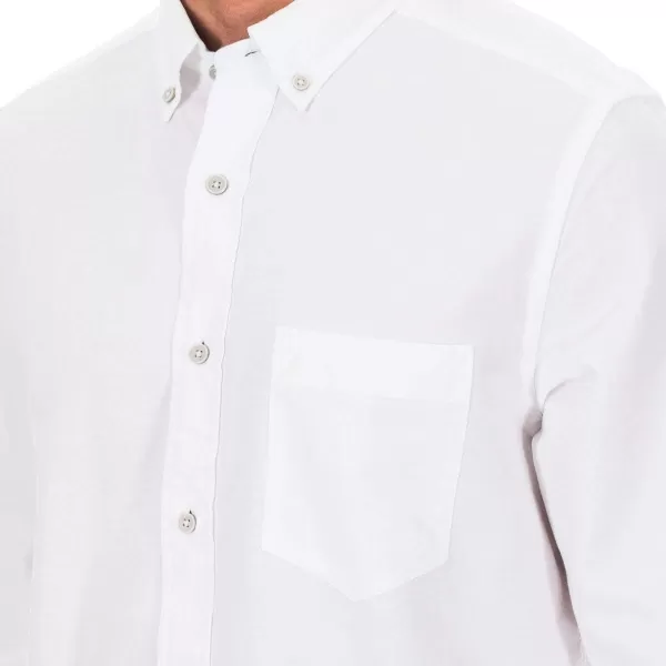 Nautica Mens Long Sleeve Button Down Solid Oxford ShirtWhite