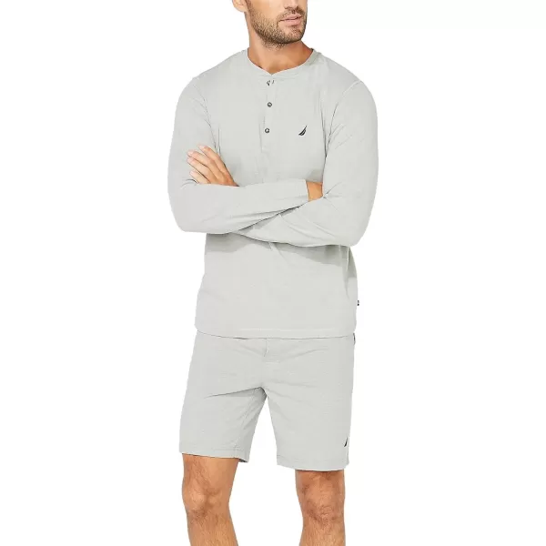 Nautica Mens Long Sleeve Henley Pajama TopGrey Heather