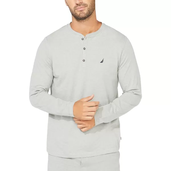 Nautica Mens Long Sleeve Henley Pajama TopGrey Heather