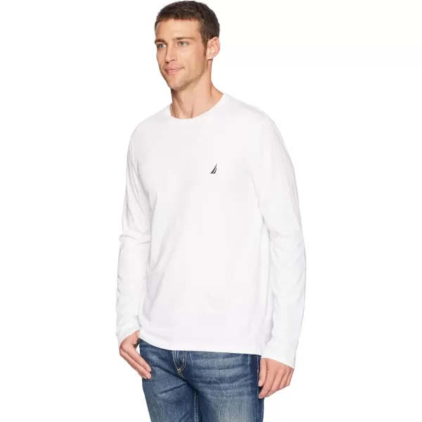 Nautica Mens Long Sleeve Solid Crew Neck TShirtBright White