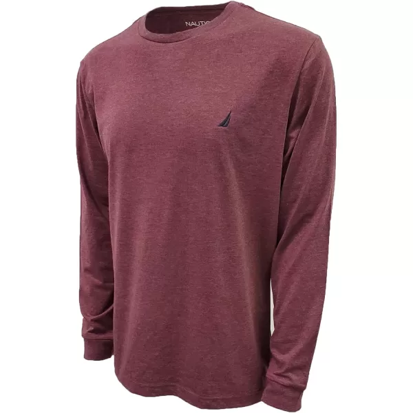 Nautica Mens Long Sleeve Solid Crew Neck TShirtBurgundy Heather