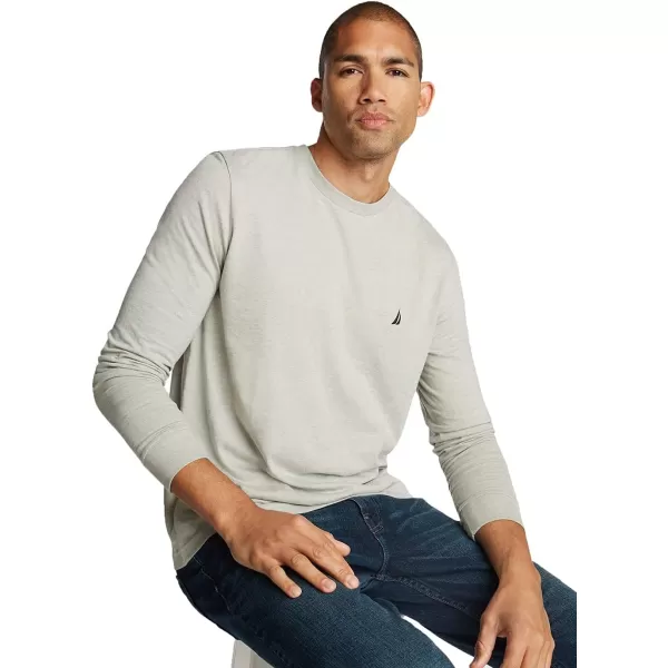 Nautica Mens Long Sleeve Solid Crew Neck TShirtGrey Heather