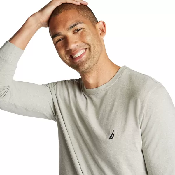 Nautica Mens Long Sleeve Solid Crew Neck TShirtGrey Heather