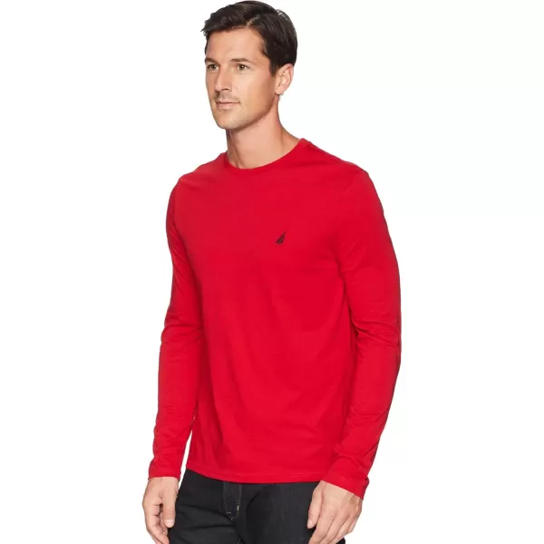 Nautica Mens Long Sleeve Solid Crew Neck TShirtNautica Red