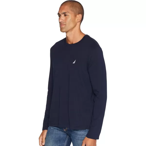 Nautica Mens Long Sleeve Solid Crew Neck TShirtNavy