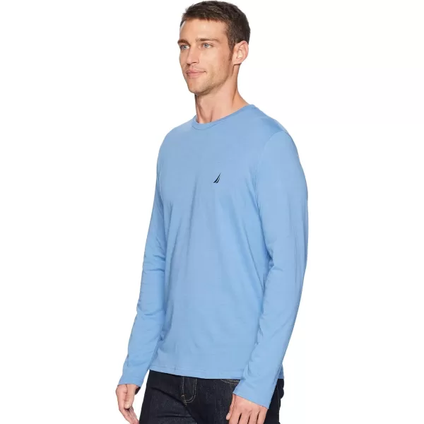 Nautica Mens Long Sleeve Solid Crew Neck TShirtRiviera Blue