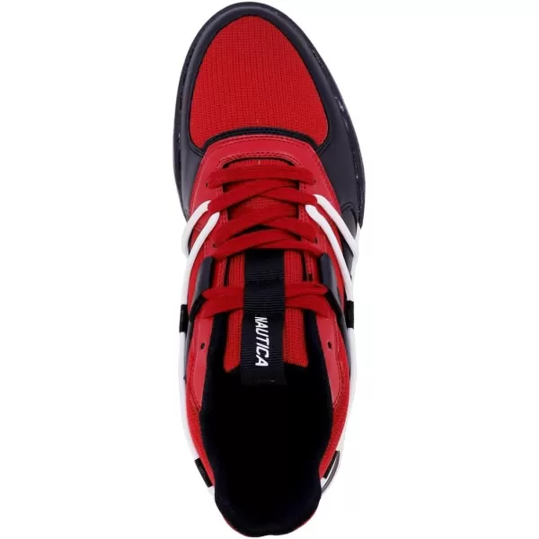 Nautica Mens LowTop Fashion Sneakers  LaceUp Trainers for Stylish Basketball Style and Comfortable Walking ShoesBlack Red Benthos