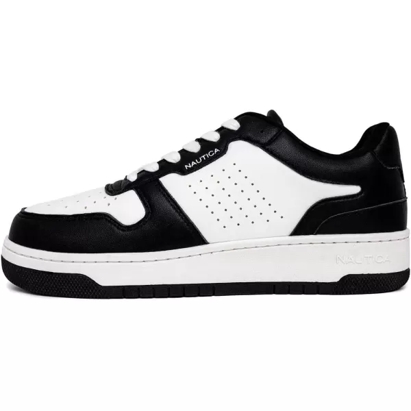 Nautica Mens LowTop Fashion Sneakers  LaceUp Trainers for Stylish Basketball Style and Comfortable Walking ShoesBlack Whitestafford