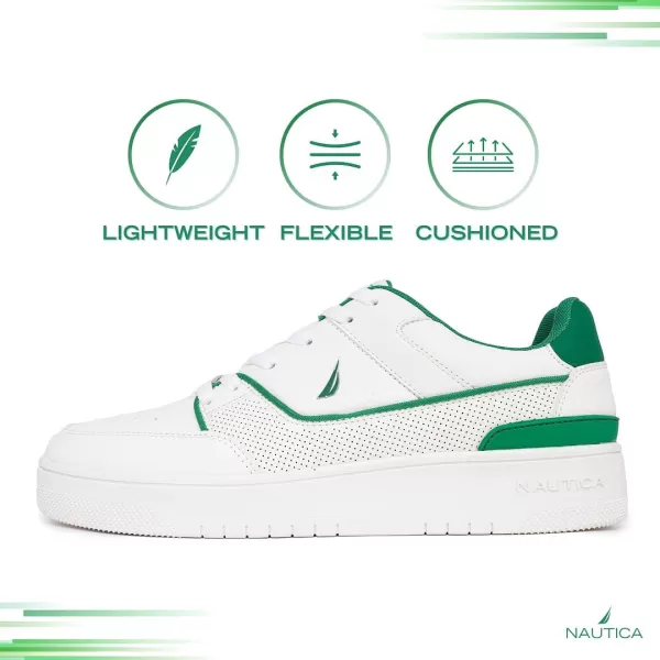 Nautica Mens LowTop Fashion Sneakers  LaceUp Trainers for Stylish Basketball Style and Comfortable Walking ShoesWhite Forest