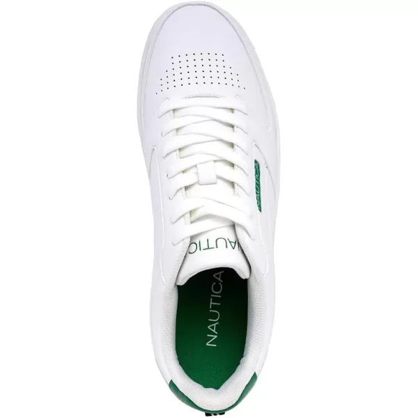 Nautica Mens LowTop Fashion Sneakers  LaceUp Trainers for Stylish Basketball Style and Comfortable Walking ShoesWhite Greenbascule