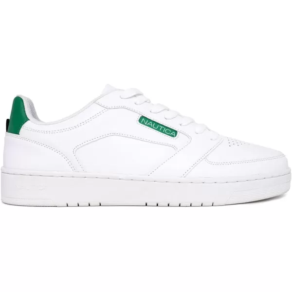 Nautica Mens LowTop Fashion Sneakers  LaceUp Trainers for Stylish Basketball Style and Comfortable Walking ShoesWhite Greenbascule