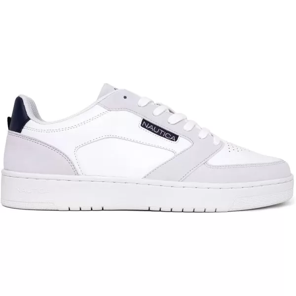 Nautica Mens LowTop Fashion Sneakers  LaceUp Trainers for Stylish Basketball Style and Comfortable Walking ShoesWhite Greybascule