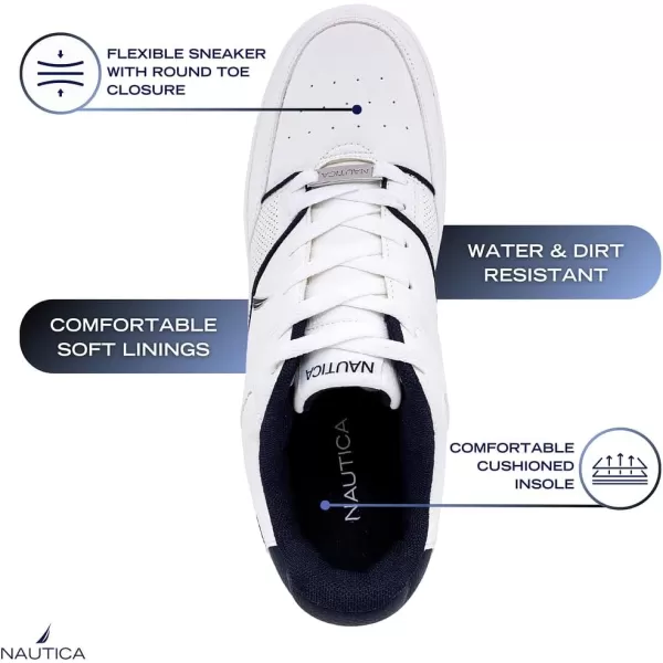 Nautica Mens LowTop Fashion Sneakers  LaceUp Trainers for Stylish Basketball Style and Comfortable Walking ShoesWhite Navy