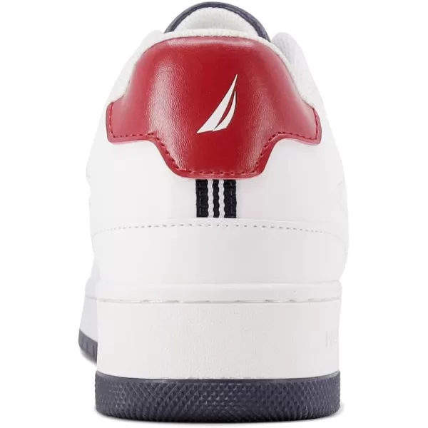 Nautica Mens LowTop Fashion Sneakers  LaceUp Trainers for Stylish Basketball Style and Comfortable Walking ShoesWhiteNavyRedstafford