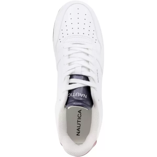 Nautica Mens LowTop Fashion Sneakers  LaceUp Trainers for Stylish Basketball Style and Comfortable Walking ShoesWhiteNavyRedstafford