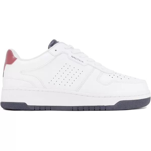 Nautica Mens LowTop Fashion Sneakers  LaceUp Trainers for Stylish Basketball Style and Comfortable Walking ShoesWhiteNavyRedstafford