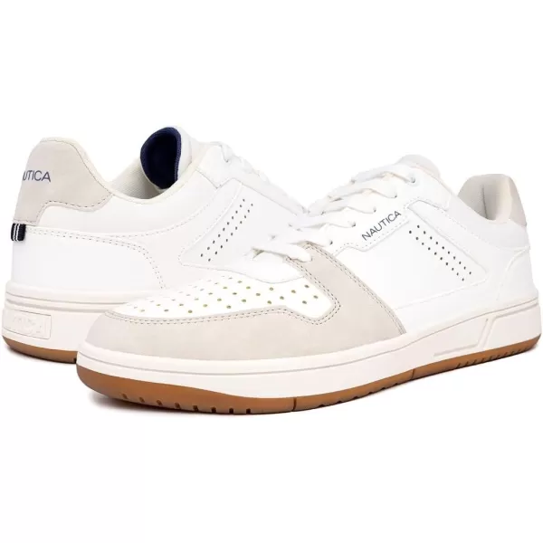 Nautica Mens LowTop Fashion Sneakers  LaceUp Trainers for Stylish Basketball Style and Comfortable Walking ShoesWhitejaxon
