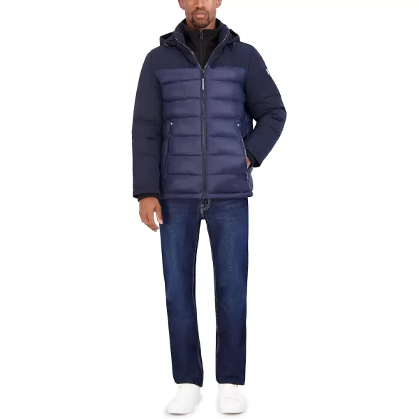 Nautica Mens Mixed Media PufferBlue