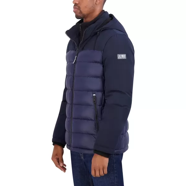 Nautica Mens Mixed Media PufferBlue