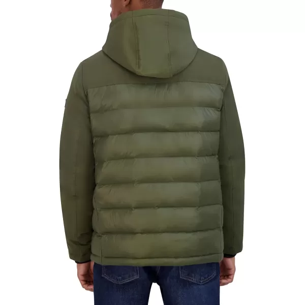 Nautica Mens Mixed Media PufferGreen