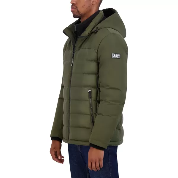 Nautica Mens Mixed Media PufferGreen