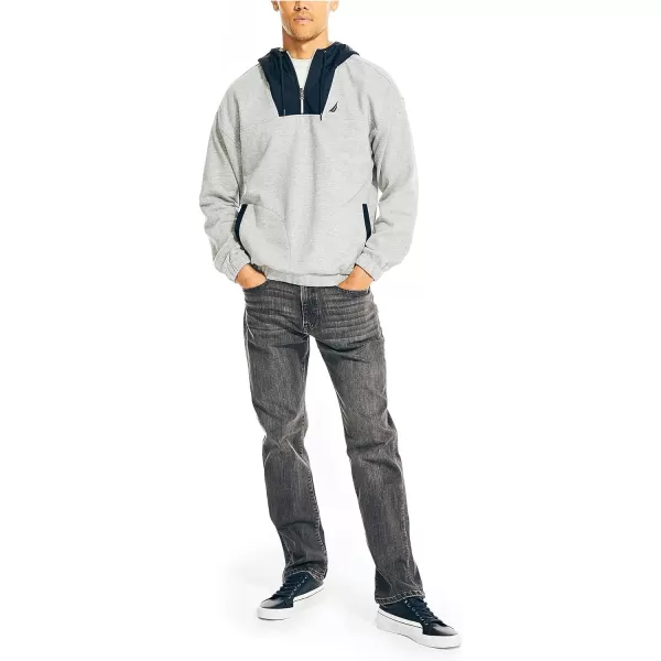 Nautica Mens Mixed Media Pullover HoodieGrey Heather