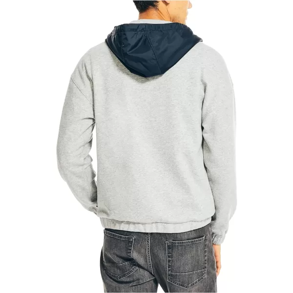 Nautica Mens Mixed Media Pullover HoodieGrey Heather