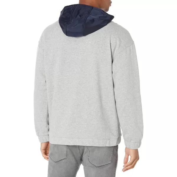 Nautica Mens Mixed Media Pullover HoodieGrey Heather