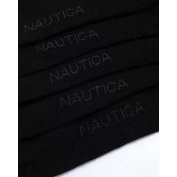 Nautica Mens Moisture Wicking Dress Socks with Stay Up Cuff 5 PackAll Black