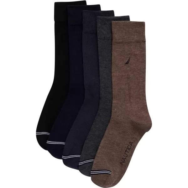 Nautica Mens Moisture Wicking Dress Socks with Stay Up Cuff 5 PackAssorted