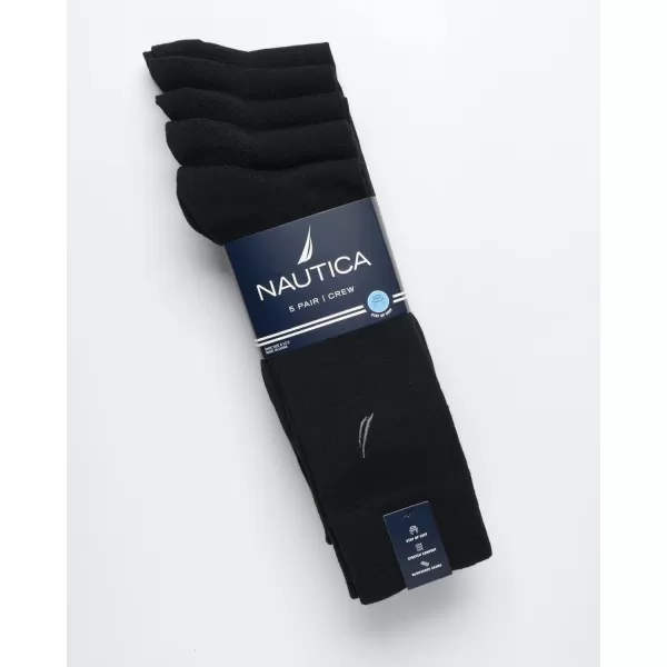 Nautica Mens Moisture Wicking Dress Socks with Stay Up Cuff 5 PackBlack