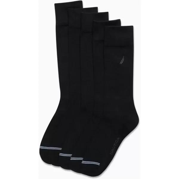 Nautica Mens Moisture Wicking Dress Socks with Stay Up Cuff 5 PackBlack