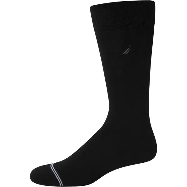 Nautica Mens Moisture Wicking Dress Socks with Stay Up Cuff 5 PackBlack Flat Knit