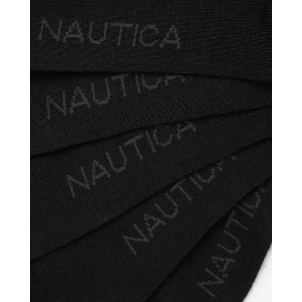 Nautica Mens Moisture Wicking Dress Socks with Stay Up Cuff 5 PackBlack Flat Knit