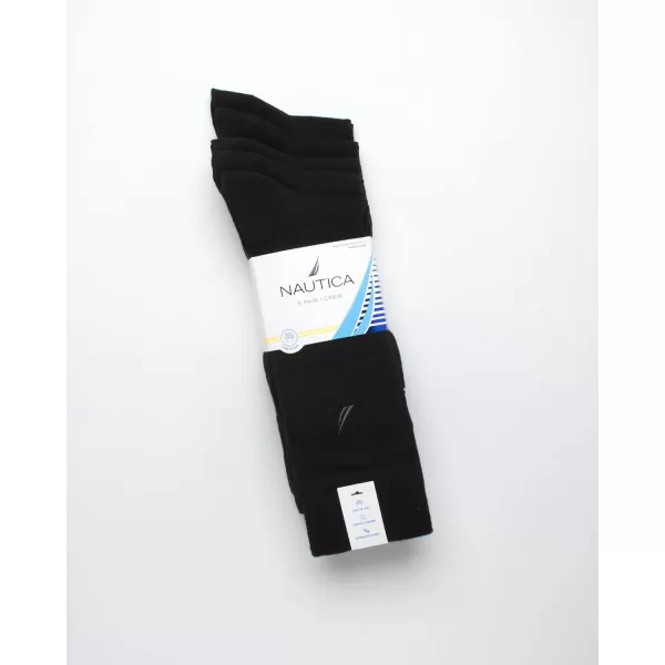 Nautica Mens Moisture Wicking Dress Socks with Stay Up Cuff 5 PackBlack Flat Knit